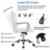 Home Office Chair Leather Computer Desk Chair with Arms for Study or Work White