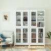 Bookcase Cabinet with 4 Glass Doors Tall Cupboard Free Standing Storage Unit