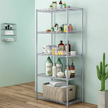 5 Tier Metal Storage Shelf Floor Standing Home Office Shelving Organizer Rack