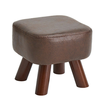 Small Footstools Ottoman Leather Foot Stool Rectangle Footrest Padded Seat Brown
