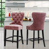 Velvet Breakfast Bar Stools Button Back High Counter Chairs Kitchen Padded Seat