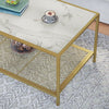 Coffee Tea Table with Storage, with Tempered Glass Top Shelf Cocktail Table Gold