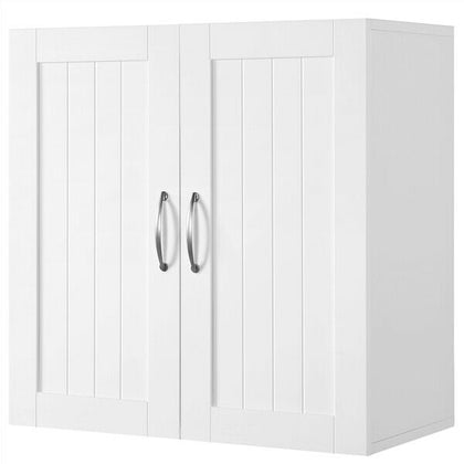 Bathroom Wall Cabinets Cupboard with Double Door & Adjustable Shelf Storage Unit