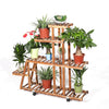 Rolling Plant Stand with Wheels 5Tier Wooden Plant Flower Display Flowerpot Rack