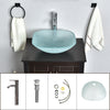 Bathroom Basin Sink Wash Bowl Vessel Countertop Faucet Taps Set Glass& Ceramic