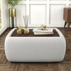 Rectangular Beige Upholstered Coffee Table with Storage - Clio CCC022
