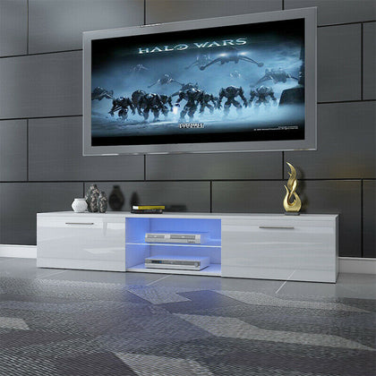 160cm Modern TV Unit Cabinet Stand High Gloss Doors with LED Lights Drawers