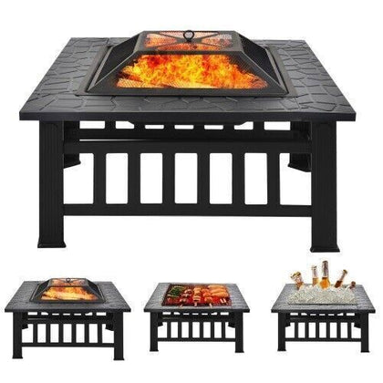 3in1 Firepit Metal Outdoor Garden Patio Heater Stove Fire Pit Brazier BBQ Grill