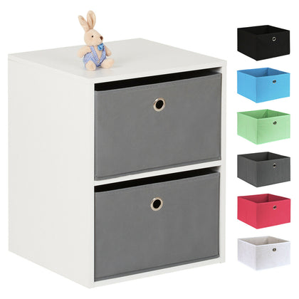 Hartleys White 2 Cube Kids Bedroom Toy/Games Play Storage Unit & Drawers Bedside