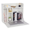 Wall Mounted Computer Desk Folding Laptop Table Cabinet Shelf Home Office White