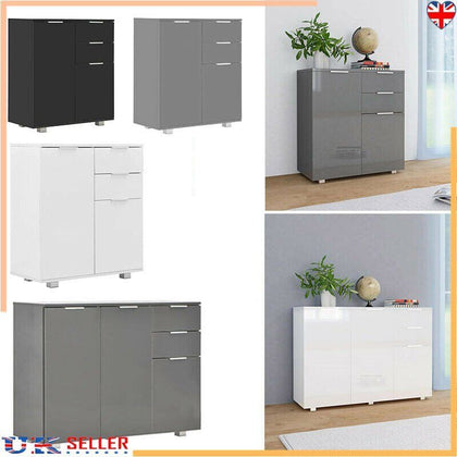 New Sideboard Cabinet Cupboard Unit Storage Furniture With 2 Drawers & 2/3 Doors
