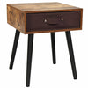 Industrial Wood Cabinet Bedside Table End Side Storage Nightstand Fabric Drawer