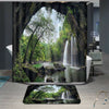4Pcs/Set Waterfall Bathroom Shower Curtain Bath Toilet Mat Cover Carpet Rug UK