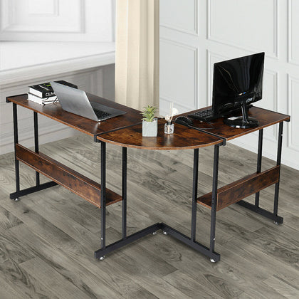 L-Shaped Computer Desk Gaming Corner Desk Home Office Workstation Study + Shelf