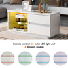 WOODEN LED COFFEE TABLE WITH STORAGE 2 DRAWERS LIVING ROOM FURNITURE HIGH GLOSS