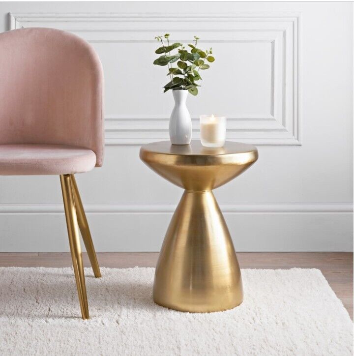 Stylish Metal Gold Pedestal Accent Side Table Drink Table Living Room Quildinc