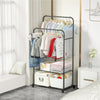 Metal Open Wardrobe Double Clothes Rail Rack Garment Hanging Stand Storage Shelf
