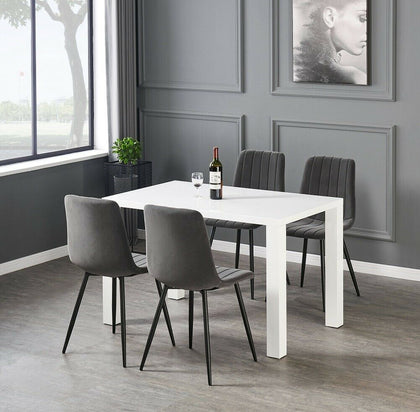 Set of 4 Dining Chairs Velvet Padded Seat Metal Legs Kitchen Chair Home Office