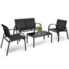 4 Piece Garden Furniture Bistro Set Patio Conversation Table Chair Set Poolside