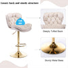 Bar Stools Set of 4 Adjustable Height Swivel Velvet Tufted Pub Bar Chairs Beige