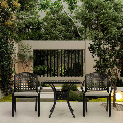 Cast Aluminum 5XCoffee Table Chairs Outdoor Garden Furniture Set w/Umbrella Hole