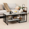 Modern Faux Marble Coffee Table 2-Tier Rectangular Accent Table Chic Cocktail