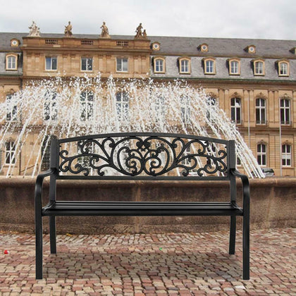 UK METAL GARDEN BENCH 2 3 SEAT OUTDOOR DECORATIVE CAST IRON BENCH BACKREST PATIO