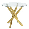 Contemporary Clear Glass Dining Table Cross Chrome Legs Round Kitchen Table