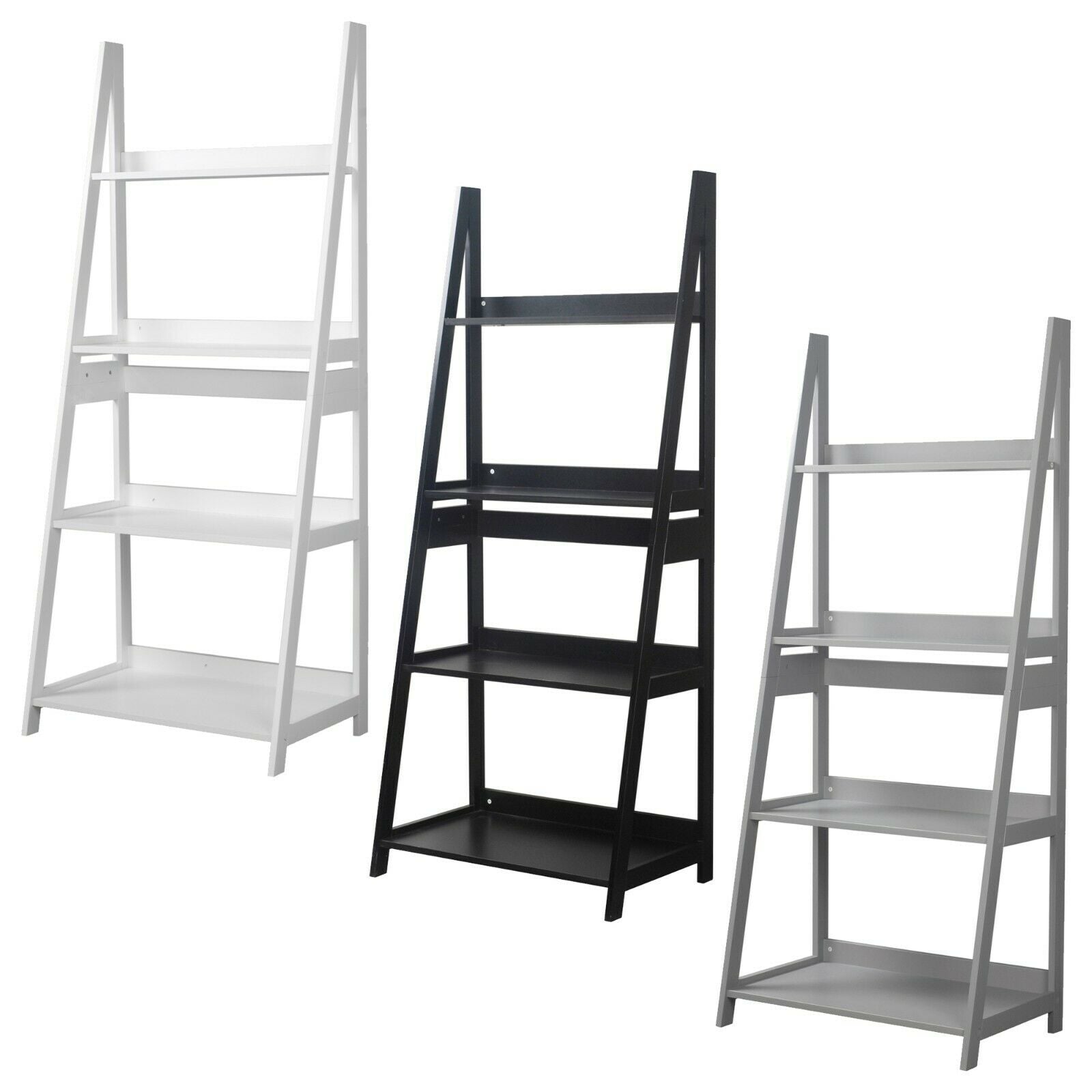 Modena 4 Tier Wooden Ladder Storage Rack Display Stand Shelving Unit Bedroom