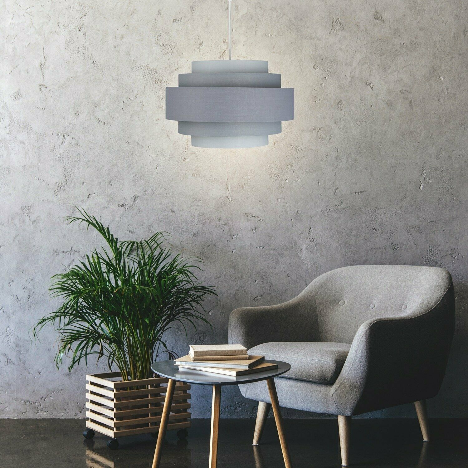 Modern Easy Fit Ceiling Light Shade 5 Tier Ombre Grey Pendant Lighting