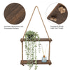 2 Tiers Wooden Hanging Rope Shelf Wall Mounted Floating Shelf Storage Rustic