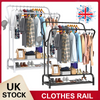 Heavy Duty Double Clothes Rail Hanging Rack Garment Display Stand Storage Shelf