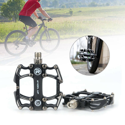 2X Mountain Bike Pedals Flat Platform Aluminum Alloy Sealed Bearing Pedals