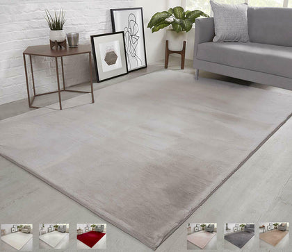 Natural Faux RABBIT FUR Rug Ultra Soft Wool Shaggy Thick Pile Rugs Carpet Mat
