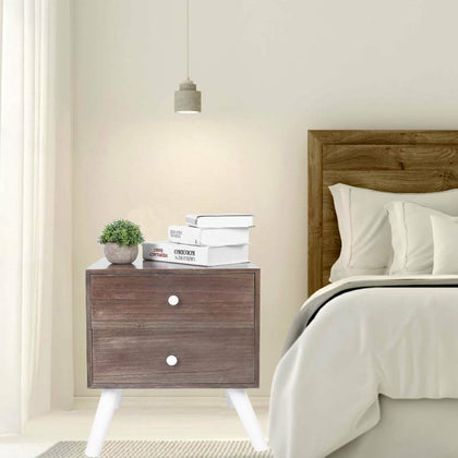 Wooden Bedside Table Bedroom Cabinet Nightstand With Drawer White Leg Furniture