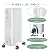 Oil Filled Radiator Heater Electric With Timer 3 Heat Thermostat Portable White