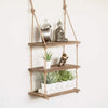 Hanging Rope Shelf 3 Wooden Shelves Home Decor Floating Display Storage Unit