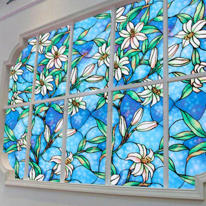 3D Flowers Decorative Window Film Privacy Static Clings Glass Sticker DIY