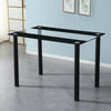 Modern Rectangle Dining Table Glass Top Black Metal Legs without Chair 110x70cm