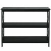 3-Tier Console Table X-design Wooden Hall Desk Side End Table W/ Shelf Black