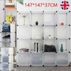 16-Cube Plastic Wardrobe Cupboard Organizer Storage Clothes Closet Shoes Rack UK