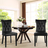 2x Black High Back PU Leather Button Dining Chair Set Kitchen Button Accent Side