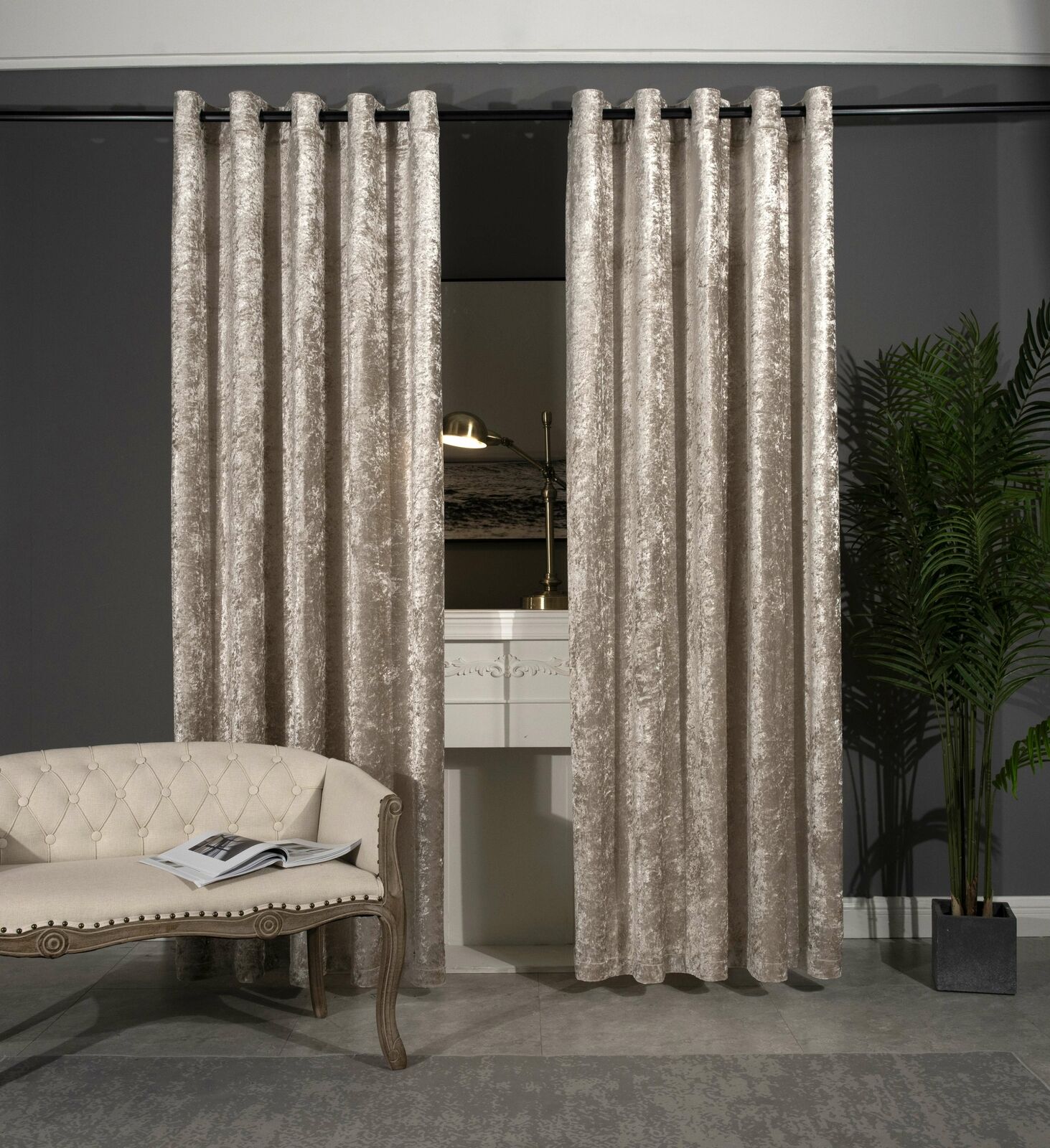 Luxury Crushed Velvet Curtains Pair of Eyelet Ring Top Fully Lined –  Quildinc