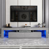 2M Large Grey TV Unit Stand LED Cabinet High Gloss 2 Long Storage Drawers Shelf