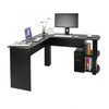 Black Corner L-shaped Computer Desk Shelves Laptop PC Table Wooden Home Office