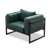 Green Sofa Armchair with Padded Seat Metal Legs Faux Leather Sofa Living Room