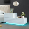 High Gloss 2 Drawer Sofa Side End Table/Bedside Cabinet Table Small Desk RGB LED