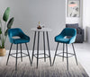 2X Bar Stools Fabric Breakfast Chairs Padded Seat Metal Leg Black Dining Kitchen