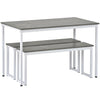 3PCS Dining Table and 2 Benches Set Kitchen Furniture Space-Saving Table Chairs
