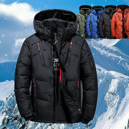 Men Warm Duck Down Jacket Quilted Thick Winter Hooded Coat Outwear Parka S-XL